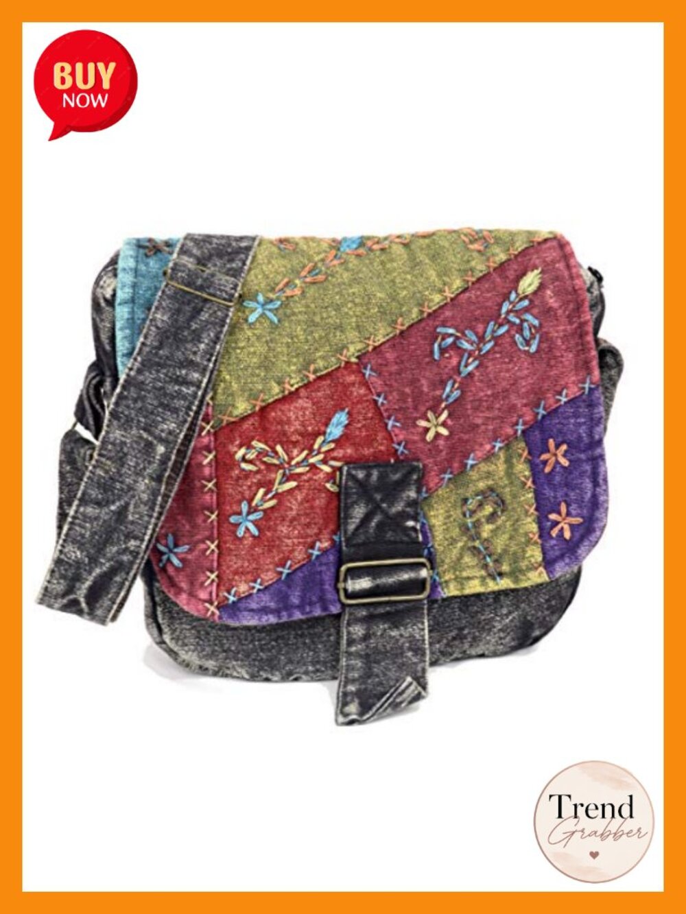 Handmade Cotton Patchwork Shoulder Bag Boho Hobo Crossbody Messenger Purse